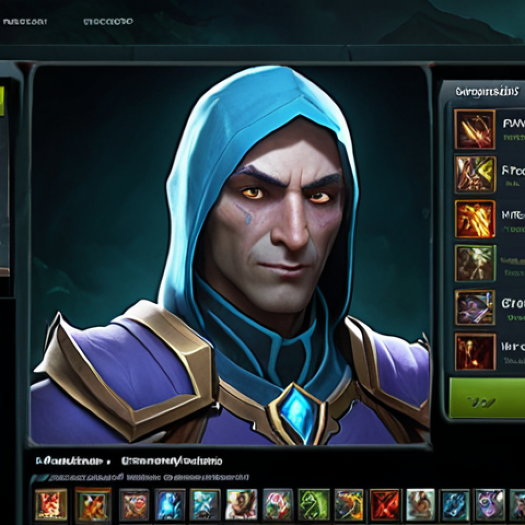 ** A Dota 2 player's profile screen. Highlight the in-game title prominently displayed next to their nickname. Focus on a prestigious-looking title like "Grandmaster" or "Immortal," giving off a sense of skill and dedication. Include an eye-catching avatar and a well-designed profile in the background. The overall mood should be aspirational and slightly intimidating. **