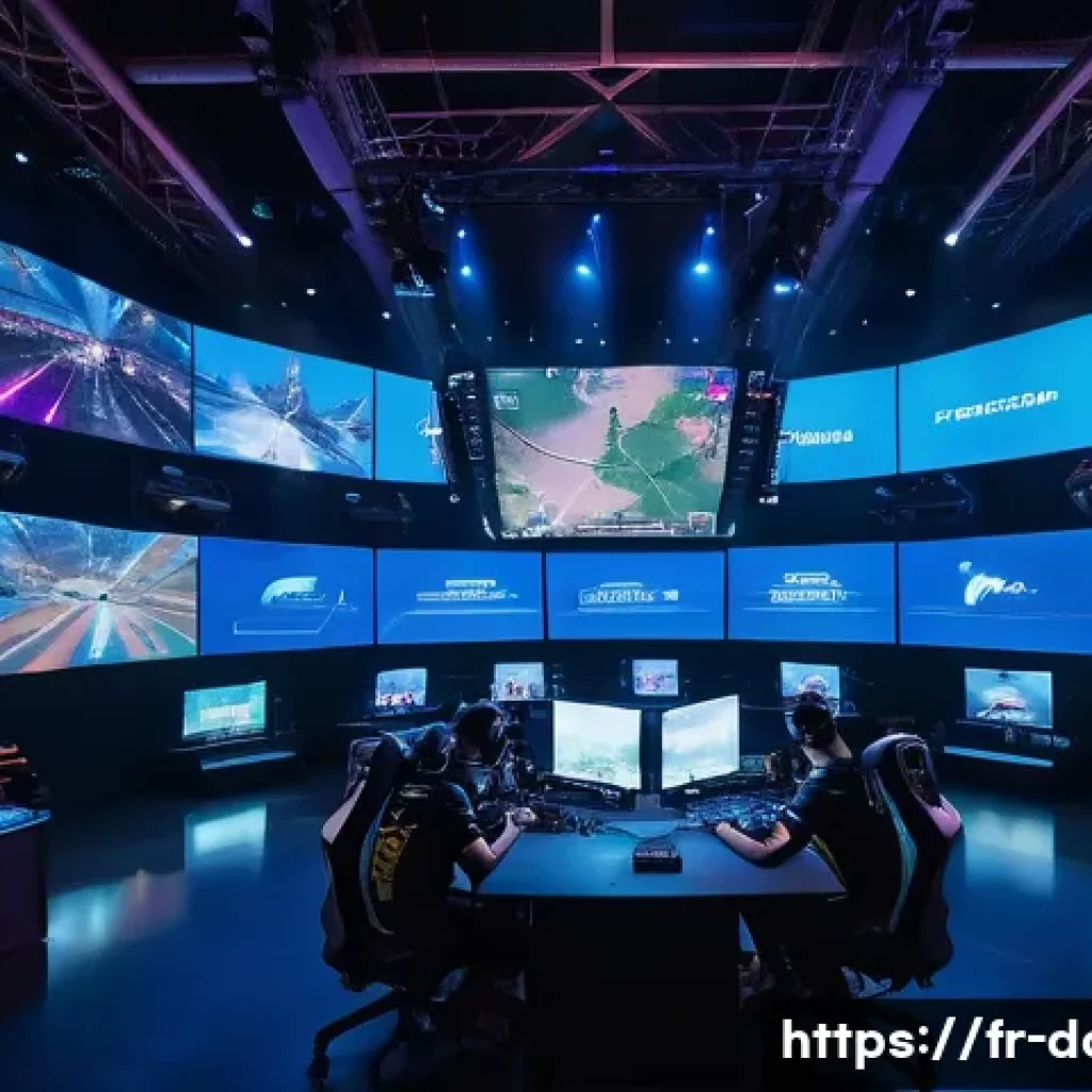 도타2 해외 프로씬 뉴스 - A dynamic esports arena scene showing a professional Dota 2 match in progress, focusing on a support...