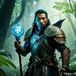 Home 19 도타2 레벨링 팁 - A detailed fantasy battle scene set in a lush jungle environment inspired by Southeast Asian rainfor...